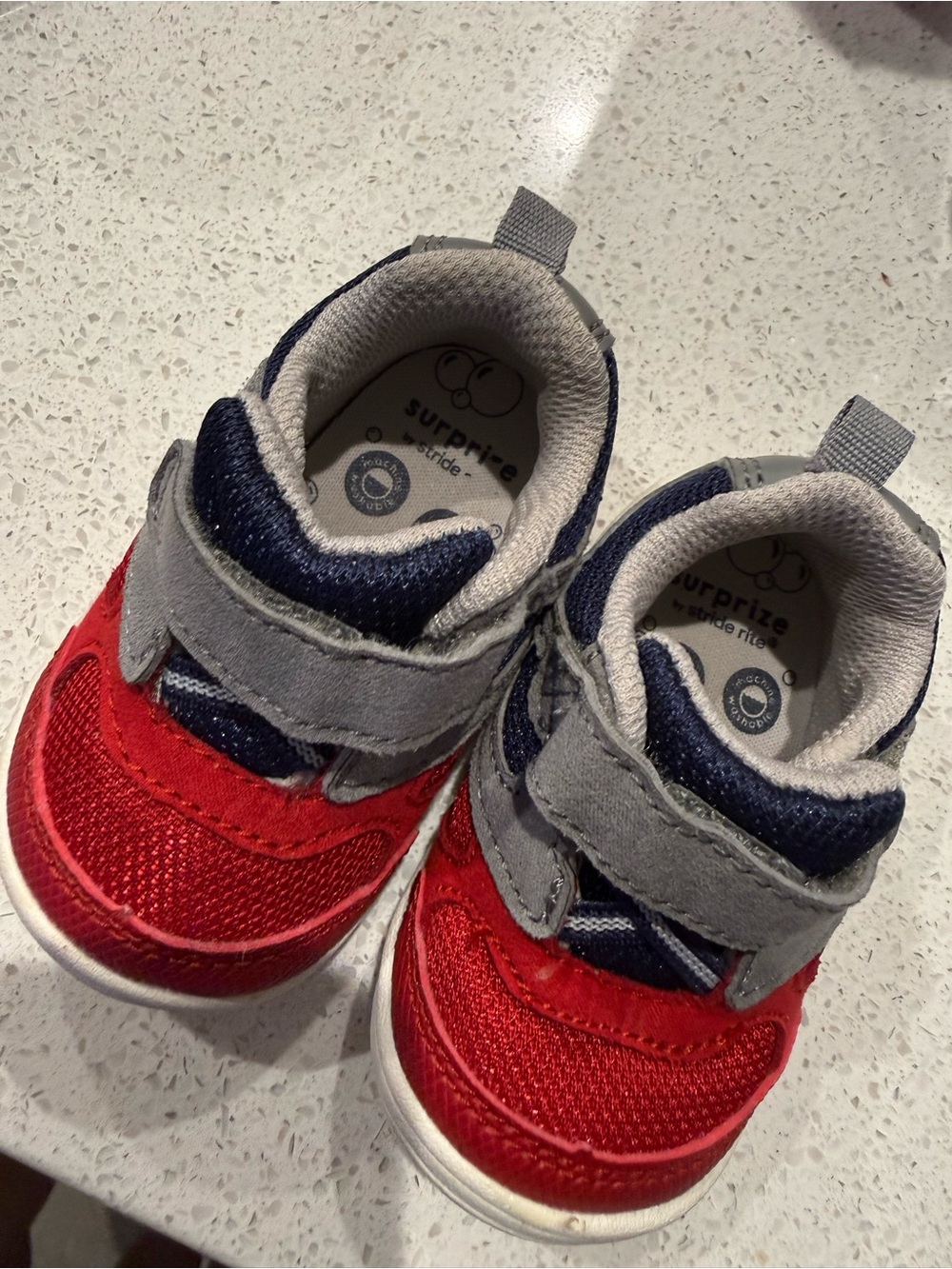 Surprize by Stride Rite Red and Navy Baby Velcro Sneakers